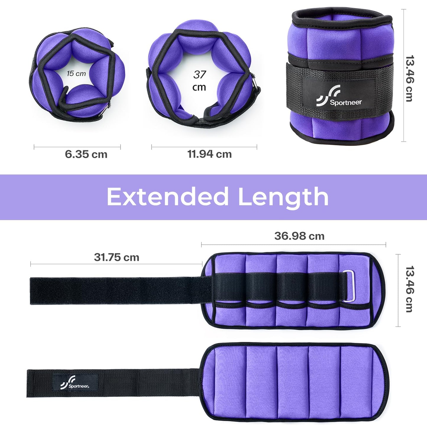 Sportneer 2er Pack Knöchelgewichte Verstellbares Knöchelgewichte-Set Handgelenkriemen 0,45 kg - 2,25 kg (pro Knöchel) / 0,9 kg - 4,5 kg (pro Paar)