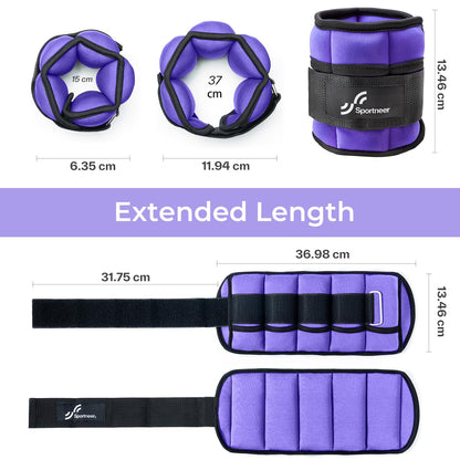 Sportneer 2er Pack Knöchelgewichte Verstellbares Knöchelgewichte-Set Handgelenkriemen 0,45 kg - 2,25 kg (pro Knöchel) / 0,9 kg - 4,5 kg (pro Paar)