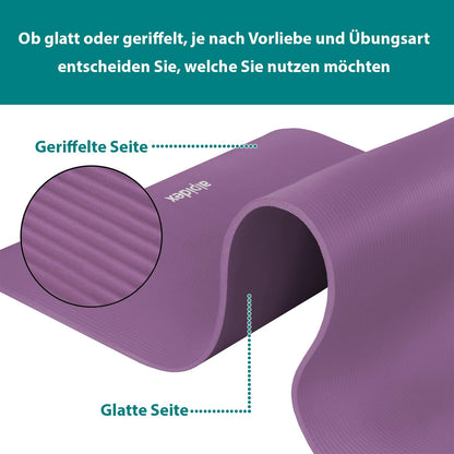 ALPIDEX Yogamatte 183 x 60 x 0,8 cm phthalatfreie Fitnessmatte mit Tragegurt, rutschfest, für Gymnastik, Pilates, Sport, Physiotherapie, HiiT, Yoga, Training und Schlafmatte, hautfreundlich