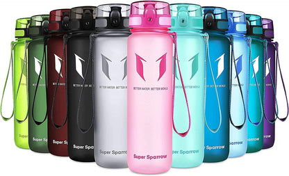 Super Sparrow Trinkflasche, Tritan Wasserflasche, 350 ml, 500 ml, 750 ml, 1000 ml, BPA-frei, Ideale Sportflasche für Sport, Radfahren, Fitness, Universität oder Outdoor, Leicht, Nachhaltig