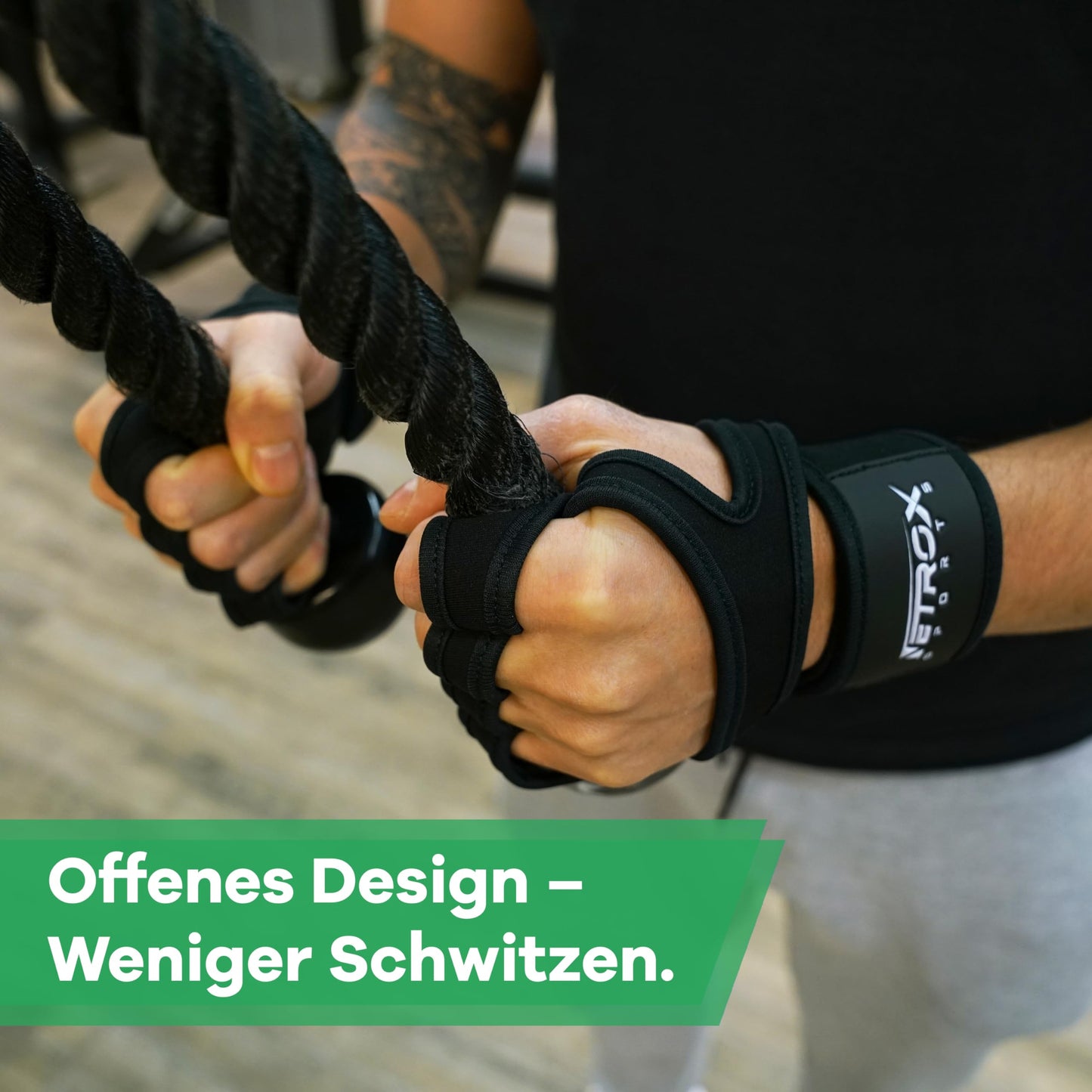NetroxSports® Trainingshandschuhe mit Handgelenkbandage für Krafttraining, Bodybuilding & Crossfit, rutschfest für Männer und Frauen