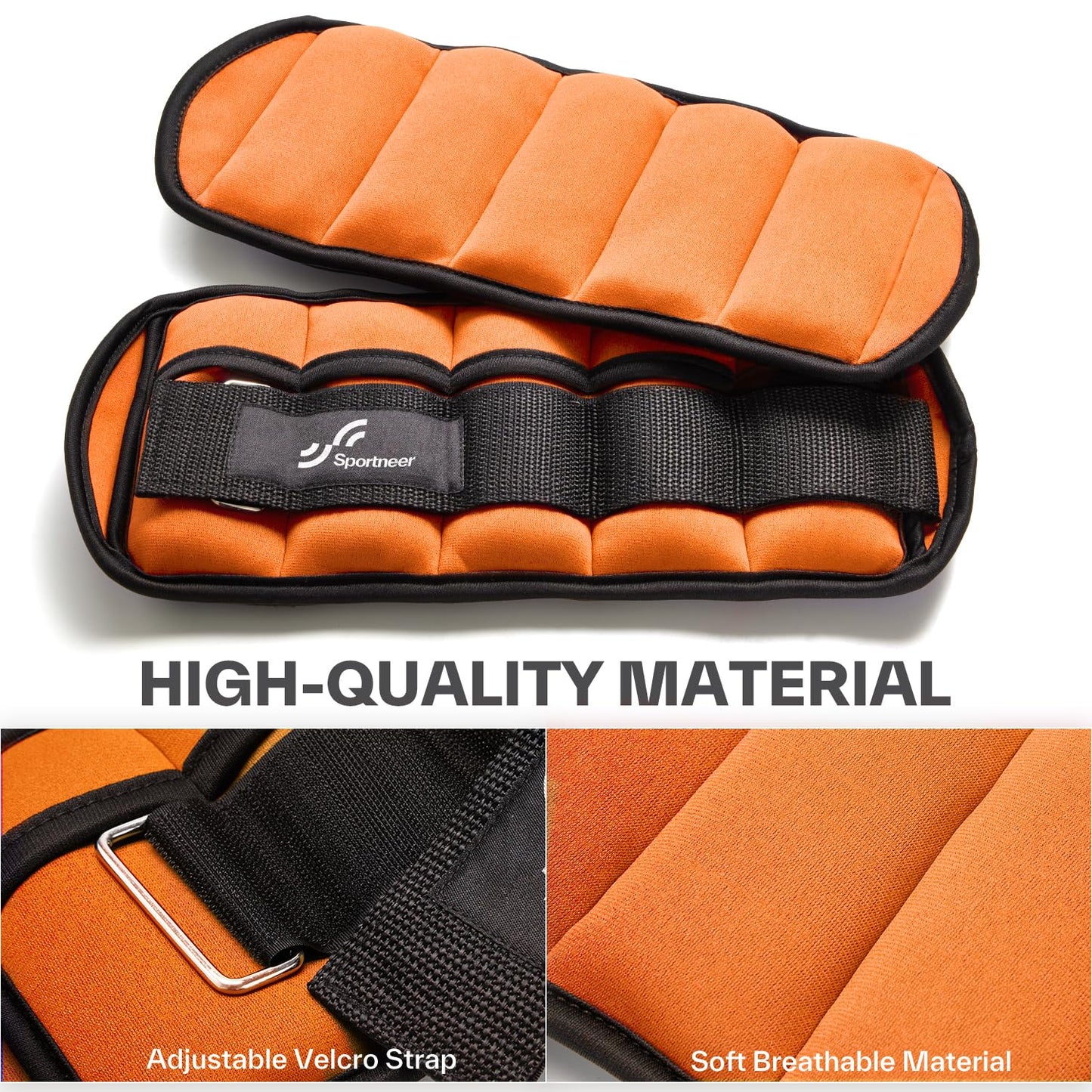 Sportneer 2er Pack Knöchelgewichte Verstellbares Knöchelgewichte-Set Handgelenkriemen 0,45 kg - 2,25 kg (pro Knöchel) / 0,9 kg - 4,5 kg (pro Paar)