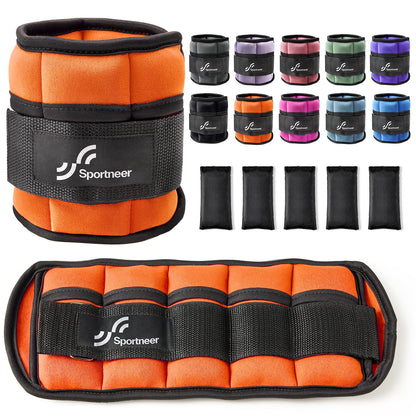 Sportneer 2er Pack Knöchelgewichte Verstellbares Knöchelgewichte-Set Handgelenkriemen 0,45 kg - 2,25 kg (pro Knöchel) / 0,9 kg - 4,5 kg (pro Paar)