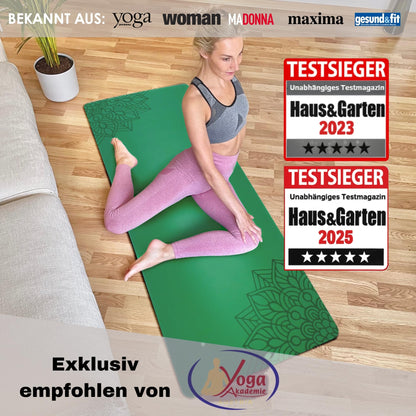 Yosana Yogamatte aus Naturkautschuk | Extrem rutschfest | Ultra-Grip-Oberfläche aus umweltfreundlichem PU | Extra breit 68 cm | Inklusive Tragegurt | Yogamatte 183 x 68 cm | 4 mm dünn