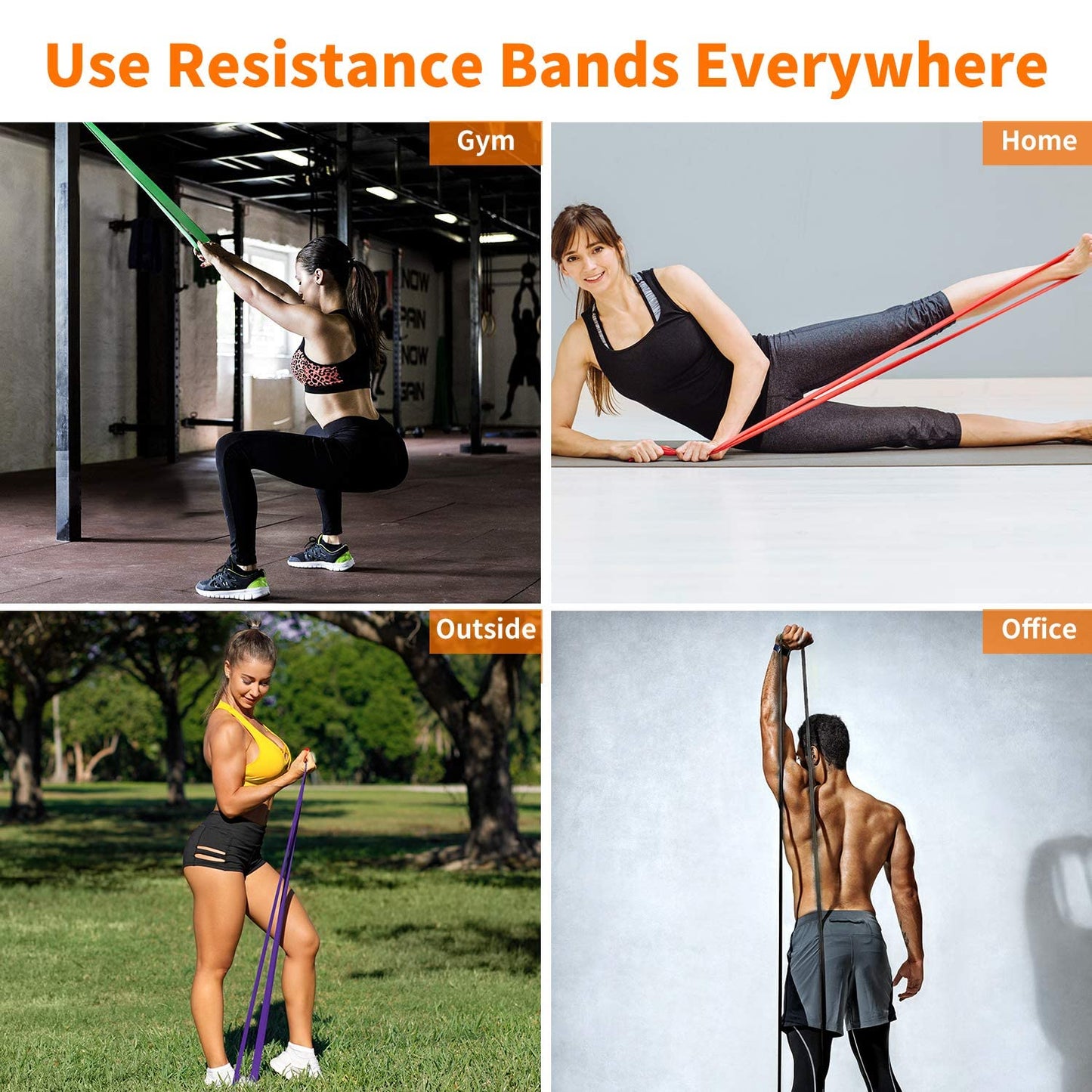 Widerstandsbänder, verschiedene Stufen mit Türanker und Griffen, Fitnessbänder für Krafttraining, Training, Physiotherapie, Yoga, für Männer und Frauen