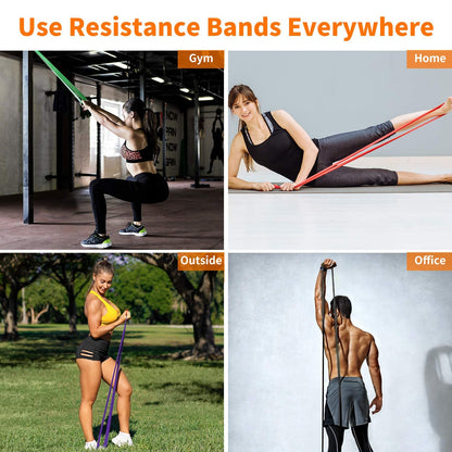 Widerstandsbänder, verschiedene Stufen mit Türanker und Griffen, Fitnessbänder für Krafttraining, Training, Physiotherapie, Yoga, für Männer und Frauen