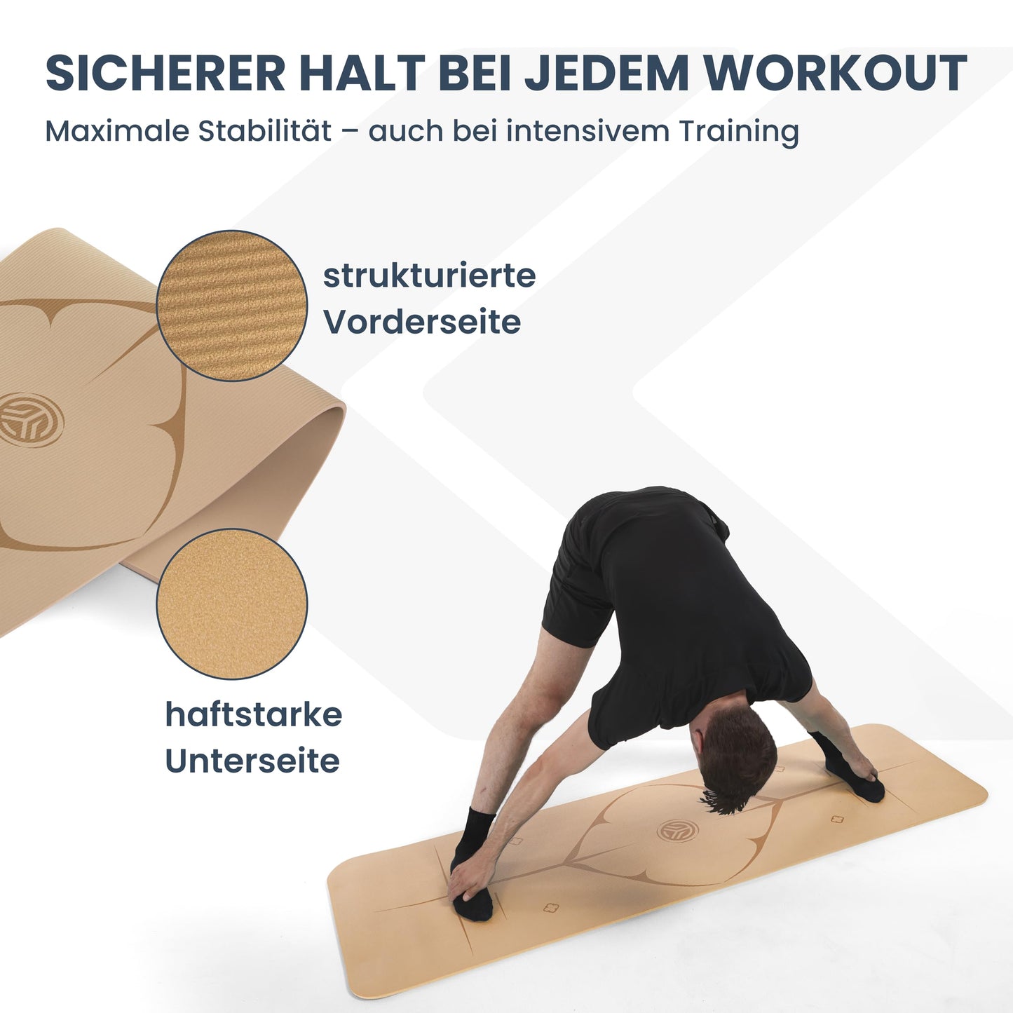 Yoga Matte aus Deutscher Entwicklung – Rutschfeste & gelenkschonende Yogamatte – 2 Komfort-Dicken (1,0 & 1,5 cm) – Weiche Sportmatte & Gymnastikmatte – Für Yoga, Pilates & Krafttraining