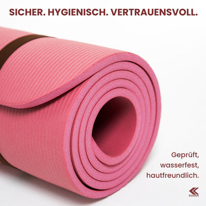 Yoga Matte aus Deutscher Entwicklung – Rutschfeste & gelenkschonende Yogamatte – 2 Komfort-Dicken (1,0 & 1,5 cm) – Weiche Sportmatte & Gymnastikmatte – Für Yoga, Pilates & Krafttraining