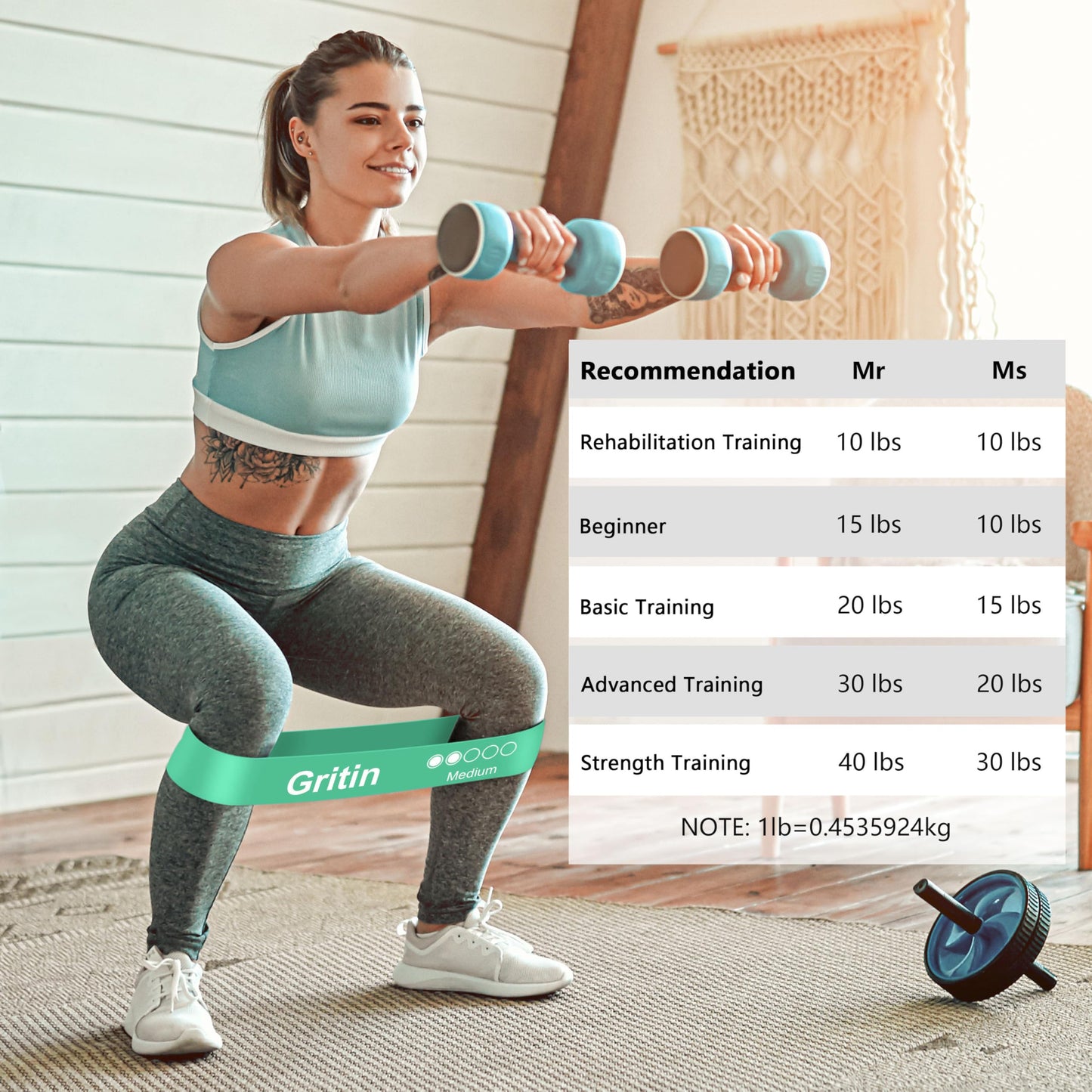 Gritin Fitness Bands [Set of 5] Resistance Bands with 5 Levels, 100% Latex Fitness Band Resistance with German Exercise Instructions and Carry Bag, Gymnastics Band for Muscle Building, Yoga