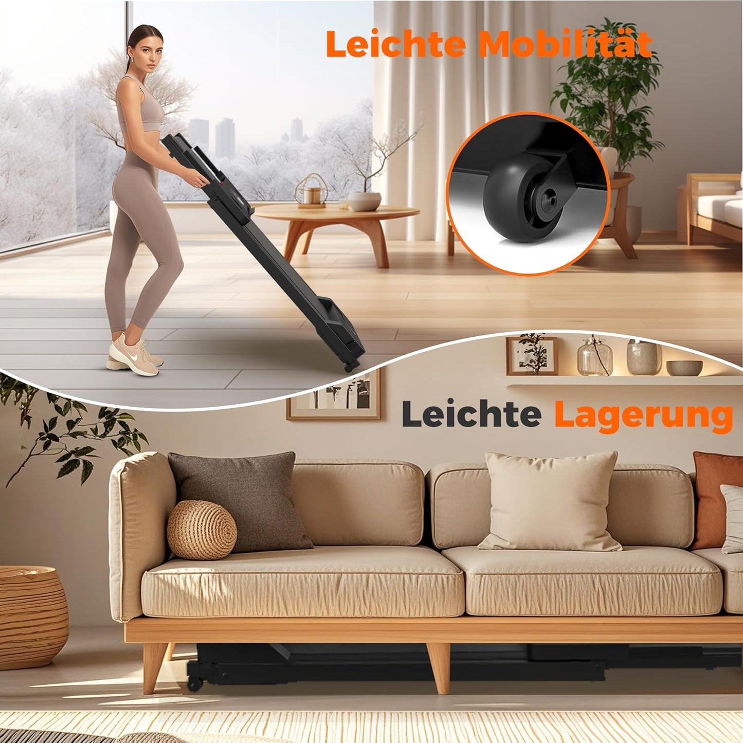 Ablemos 3.0 HP Laufband für Zuhause, zusammenklappbares elektrisches Laufband bis zu 10 km/h, Gehmaschine mit LED-Display, kompakte Gehplattform für Zuhause und Büro