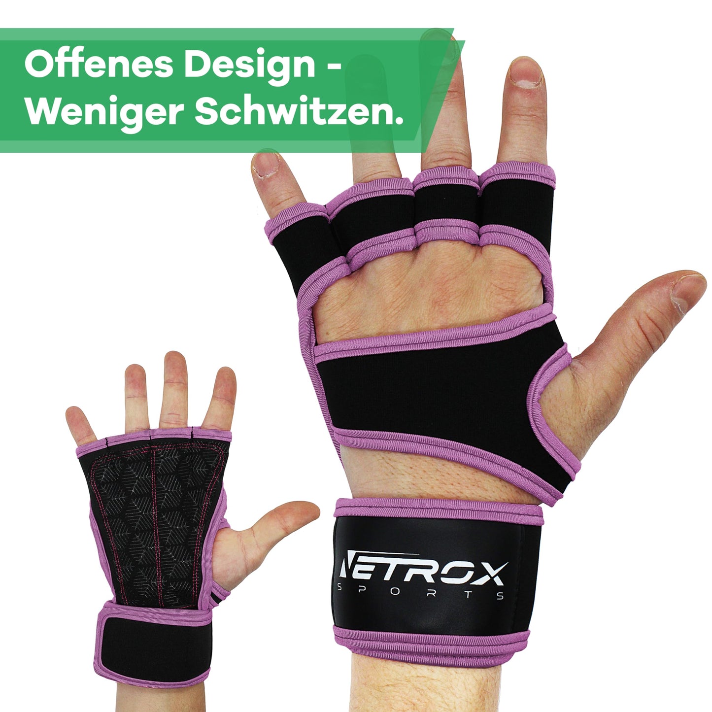 NetroxSports® Trainingshandschuhe mit Handgelenkbandage für Krafttraining, Bodybuilding & Crossfit, rutschfest für Männer und Frauen