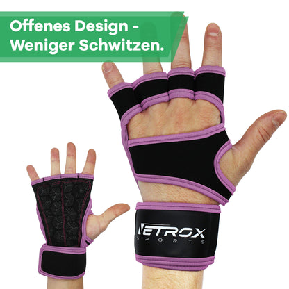 NetroxSports® Trainingshandschuhe mit Handgelenkbandage für Krafttraining, Bodybuilding & Crossfit, rutschfest für Männer und Frauen