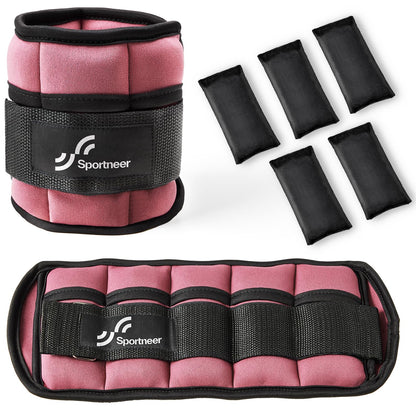 Sportneer 2er Pack Knöchelgewichte Verstellbares Knöchelgewichte-Set Handgelenkriemen 0,45 kg - 2,25 kg (pro Knöchel) / 0,9 kg - 4,5 kg (pro Paar)
