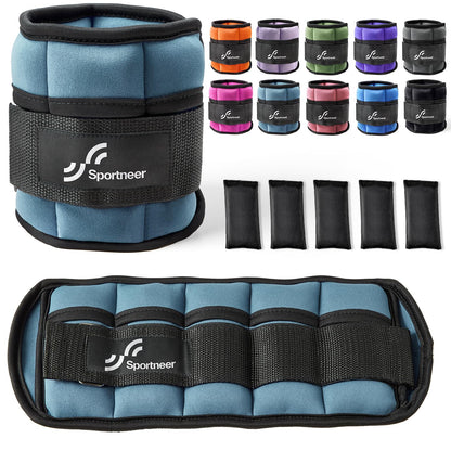 Sportneer 2er Pack Knöchelgewichte Verstellbares Knöchelgewichte-Set Handgelenkriemen 0,45 kg - 2,25 kg (pro Knöchel) / 0,9 kg - 4,5 kg (pro Paar)