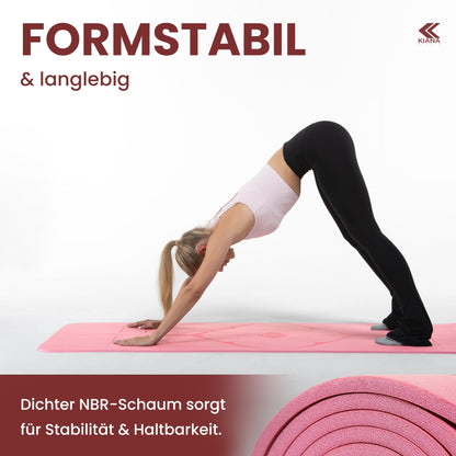Yoga Matte aus Deutscher Entwicklung – Rutschfeste & gelenkschonende Yogamatte – 2 Komfort-Dicken (1,0 & 1,5 cm) – Weiche Sportmatte & Gymnastikmatte – Für Yoga, Pilates & Krafttraining