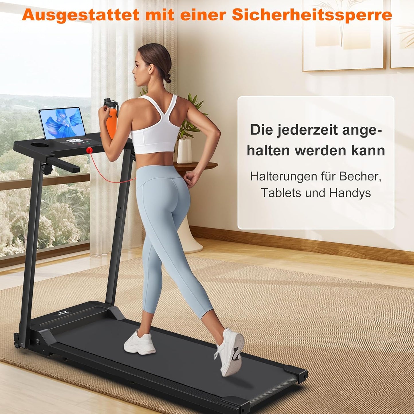 Ablemos 3.0 HP Laufband für Zuhause, zusammenklappbares elektrisches Laufband bis zu 10 km/h, Gehmaschine mit LED-Display, kompakte Gehplattform für Zuhause und Büro