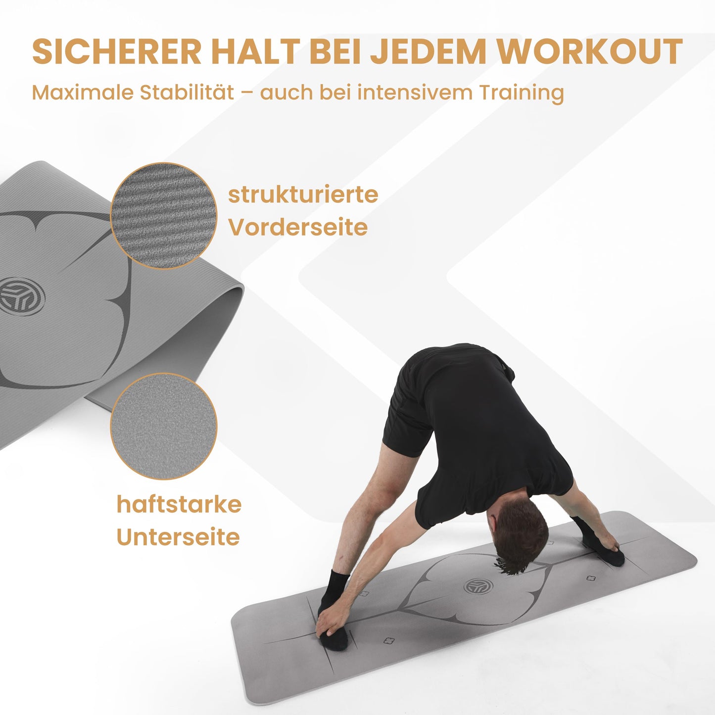 Yoga Matte aus Deutscher Entwicklung – Rutschfeste & gelenkschonende Yogamatte – 2 Komfort-Dicken (1,0 & 1,5 cm) – Weiche Sportmatte & Gymnastikmatte – Für Yoga, Pilates & Krafttraining