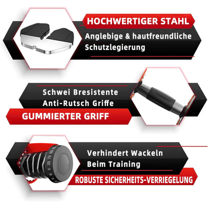 2 x 24/40 kg verstellbare Hanteln, 15-in-1 Hantelset, verstellbare platzsparende Hanteln, Kraft- und Heimtraining, variable Gewichte, platzsparend (24-40 kg)