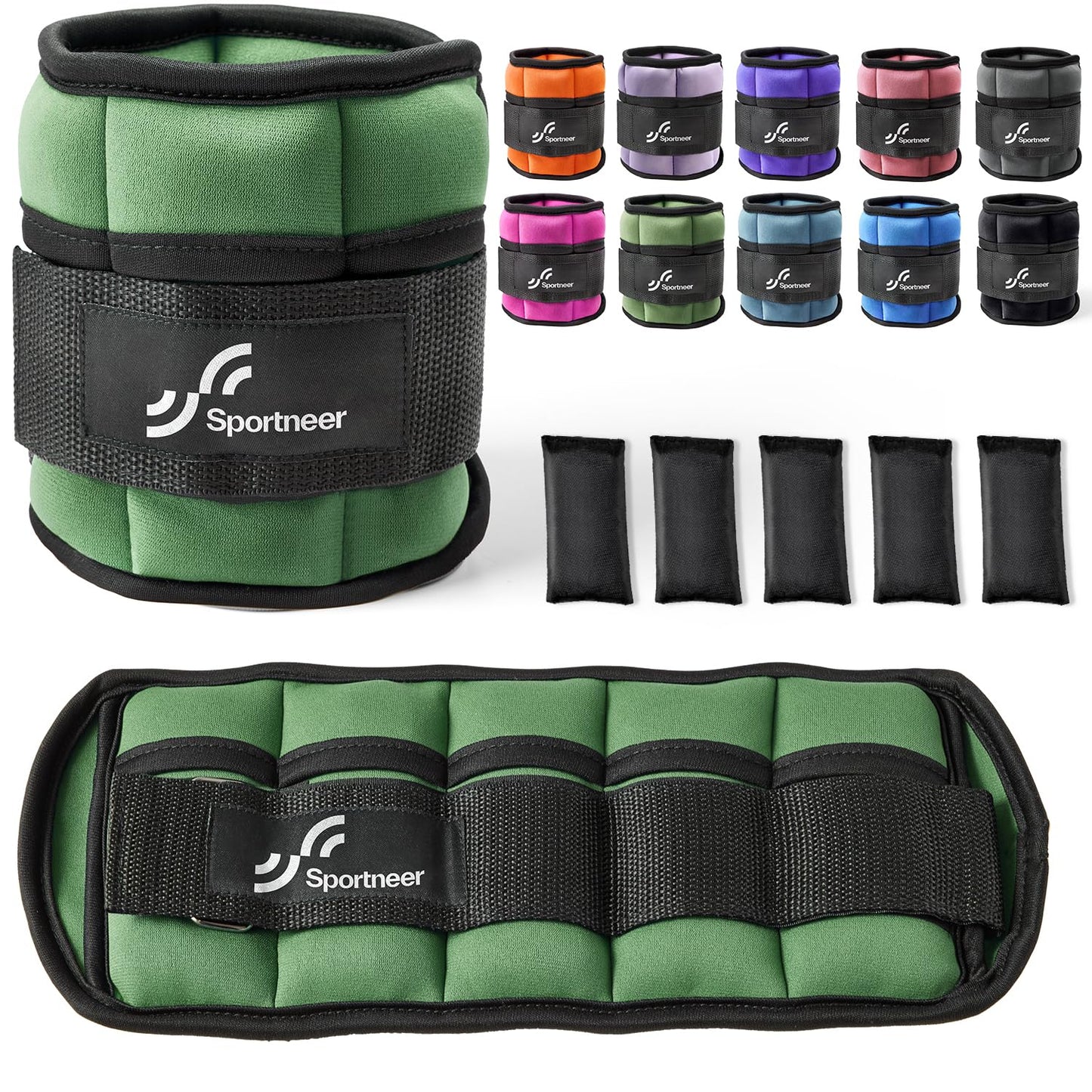 Sportneer 2er Pack Knöchelgewichte Verstellbares Knöchelgewichte-Set Handgelenkriemen 0,45 kg - 2,25 kg (pro Knöchel) / 0,9 kg - 4,5 kg (pro Paar)