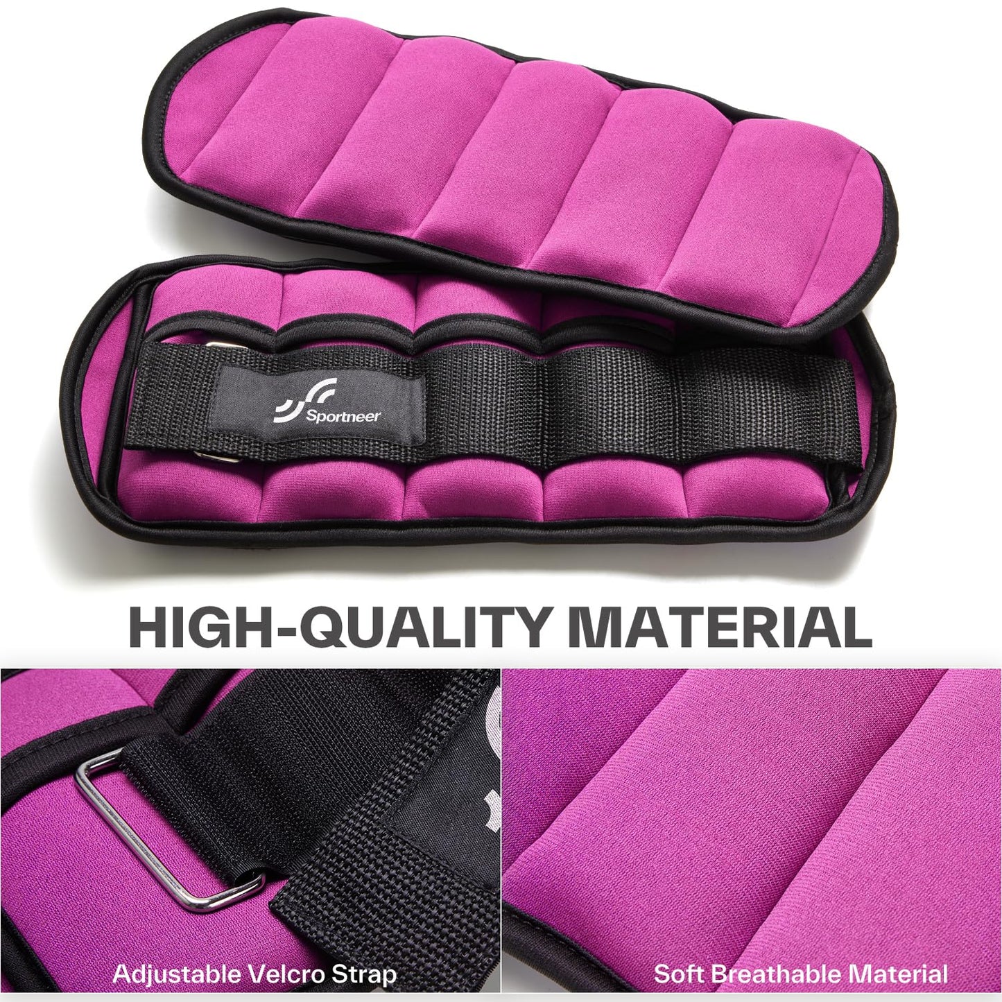 Sportneer 2er Pack Knöchelgewichte Verstellbares Knöchelgewichte-Set Handgelenkriemen 0,45 kg - 2,25 kg (pro Knöchel) / 0,9 kg - 4,5 kg (pro Paar)