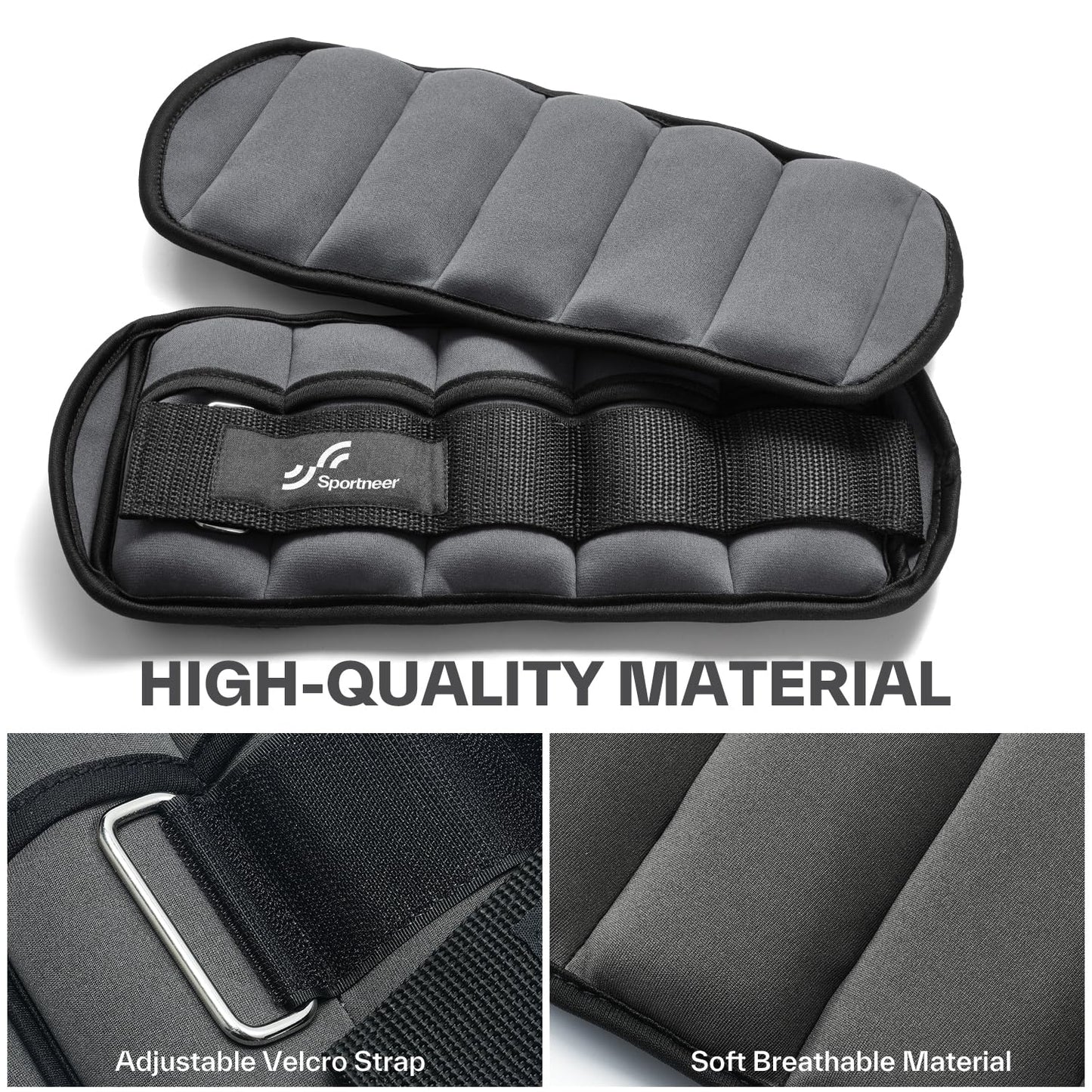 Sportneer 2er Pack Knöchelgewichte Verstellbares Knöchelgewichte-Set Handgelenkriemen 0,45 kg - 2,25 kg (pro Knöchel) / 0,9 kg - 4,5 kg (pro Paar)