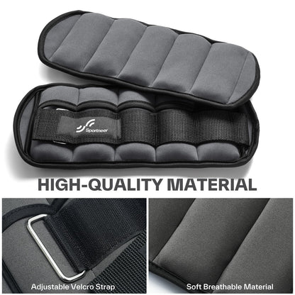 Sportneer 2er Pack Knöchelgewichte Verstellbares Knöchelgewichte-Set Handgelenkriemen 0,45 kg - 2,25 kg (pro Knöchel) / 0,9 kg - 4,5 kg (pro Paar)