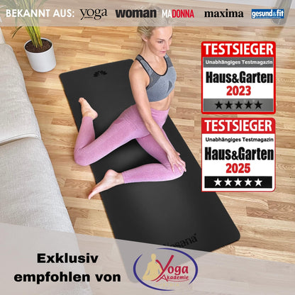 Yosana Yogamatte aus Naturkautschuk | Extrem rutschfest | Ultra-Grip-Oberfläche aus umweltfreundlichem PU | Extra breit 68 cm | Inklusive Tragegurt | Yogamatte 183 x 68 cm | 4 mm dünn