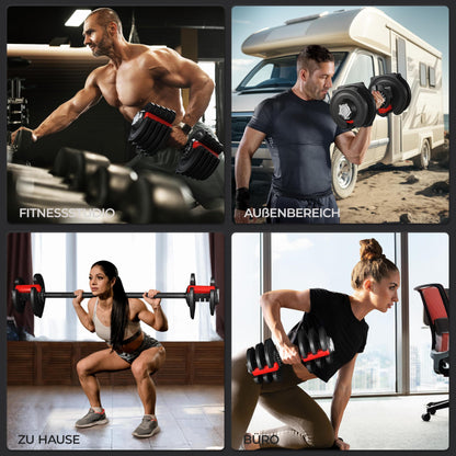 Yaheetech verstellbare Hanteln 18 kg / 24 kg / 40 kg Hantelset Gewichtsstufen Verstellbares Hantelset mit 3/2 Modi