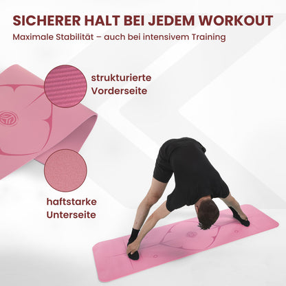 Yoga Matte aus Deutscher Entwicklung – Rutschfeste & gelenkschonende Yogamatte – 2 Komfort-Dicken (1,0 & 1,5 cm) – Weiche Sportmatte & Gymnastikmatte – Für Yoga, Pilates & Krafttraining