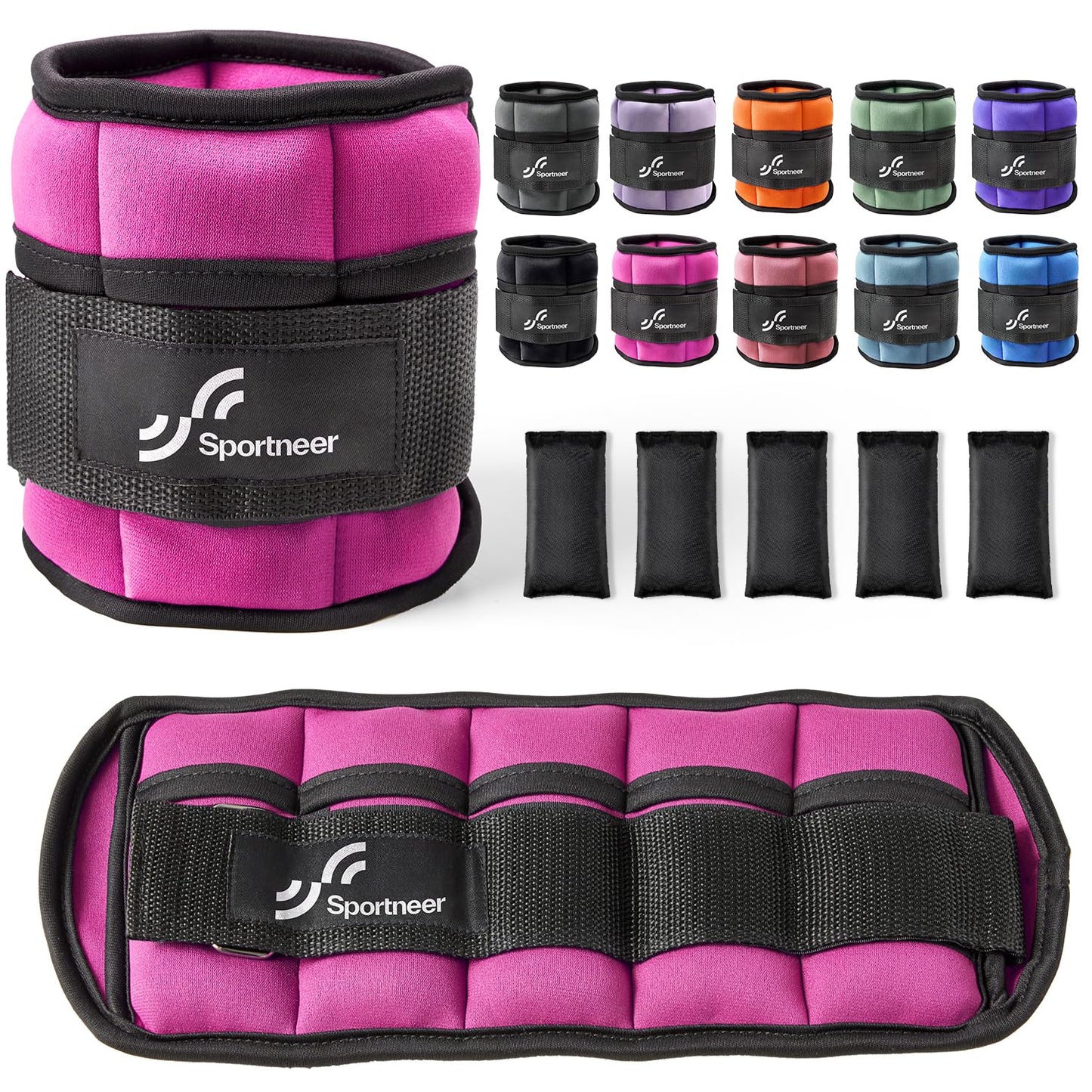 Sportneer 2er Pack Knöchelgewichte Verstellbares Knöchelgewichte-Set Handgelenkriemen 0,45 kg - 2,25 kg (pro Knöchel) / 0,9 kg - 4,5 kg (pro Paar)