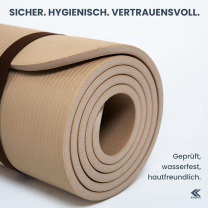 Yoga Matte aus Deutscher Entwicklung – Rutschfeste & gelenkschonende Yogamatte – 2 Komfort-Dicken (1,0 & 1,5 cm) – Weiche Sportmatte & Gymnastikmatte – Für Yoga, Pilates & Krafttraining
