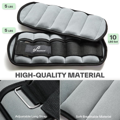 Sportneer 2er Pack Knöchelgewichte Verstellbares Knöchelgewichte-Set Handgelenkriemen 0,45 kg - 2,25 kg (pro Knöchel) / 0,9 kg - 4,5 kg (pro Paar)