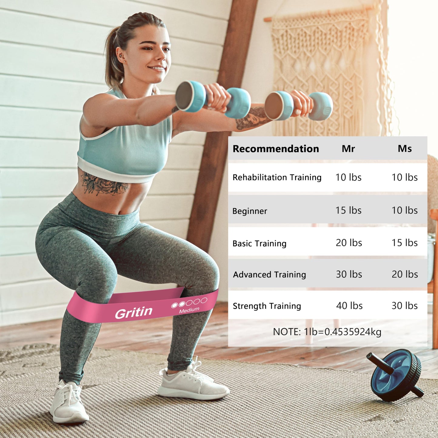 Gritin Fitness Bands [Set of 5] Resistance Bands with 5 Levels, 100% Latex Fitness Band Resistance with German Exercise Instructions and Carry Bag, Gymnastics Band for Muscle Building, Yoga