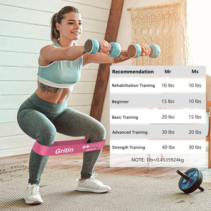 Gritin Fitness Bands [Set of 5] Resistance Bands with 5 Levels, 100% Latex Fitness Band Resistance with German Exercise Instructions and Carry Bag, Gymnastics Band for Muscle Building, Yoga