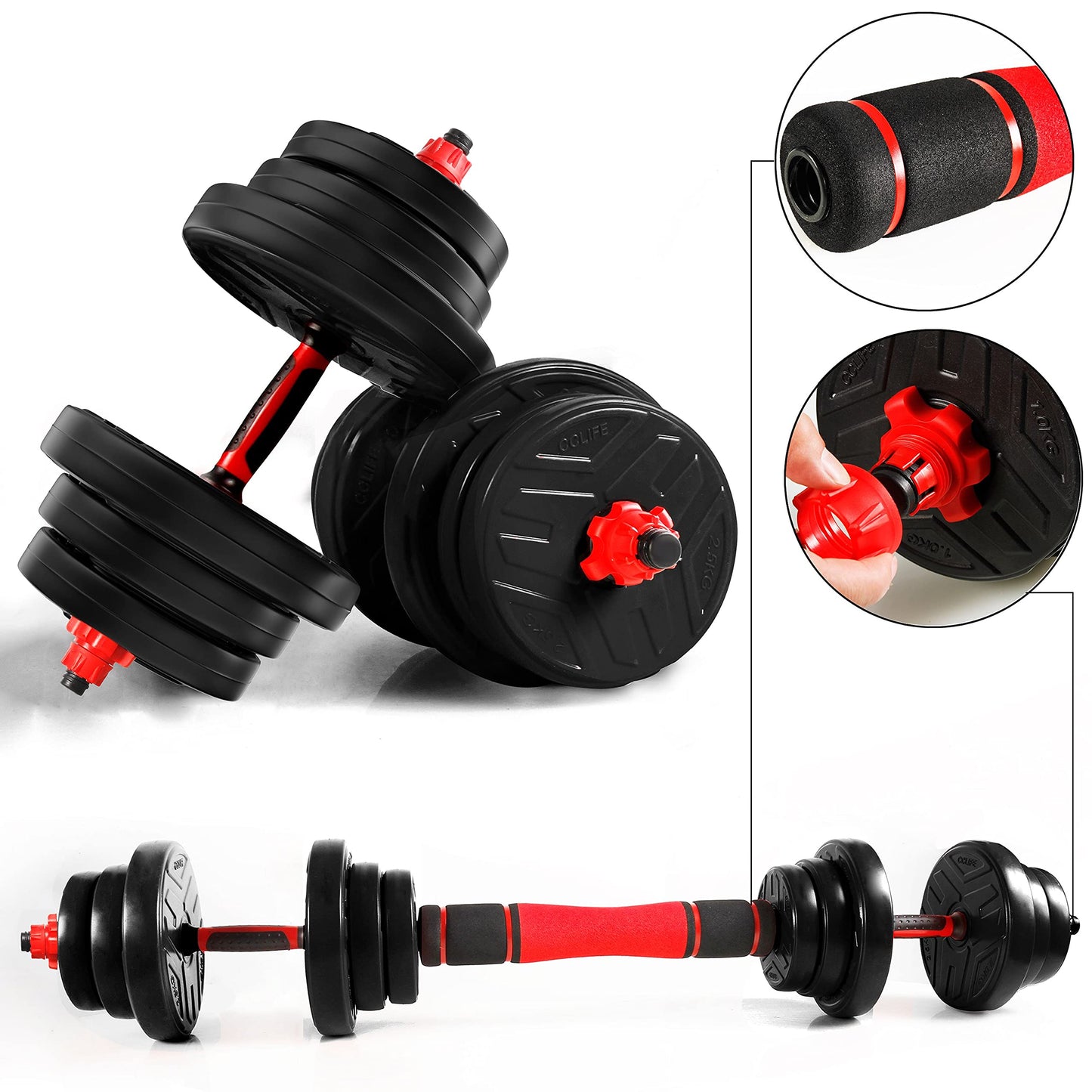 CCLIFE Hanteln Set aus 2 Hanteln Einstellbares Hantelset Professionelle Hantel mit verbindendem Stahlrohr-Gewichten