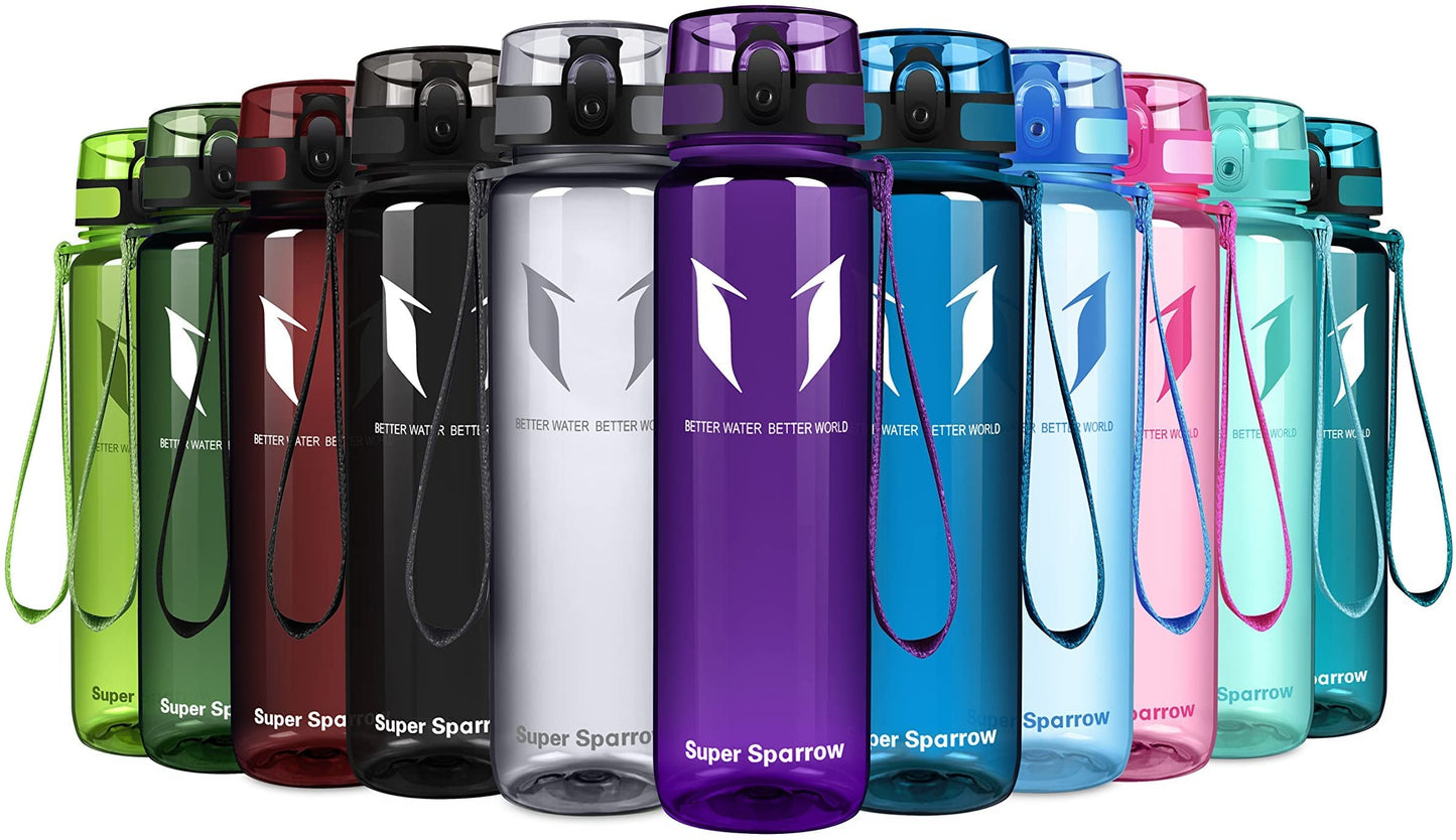 Super Sparrow Trinkflasche, Tritan Wasserflasche, 350 ml, 500 ml, 750 ml, 1000 ml, BPA-frei, Ideale Sportflasche für Sport, Radfahren, Fitness, Universität oder Outdoor, Leicht, Nachhaltig