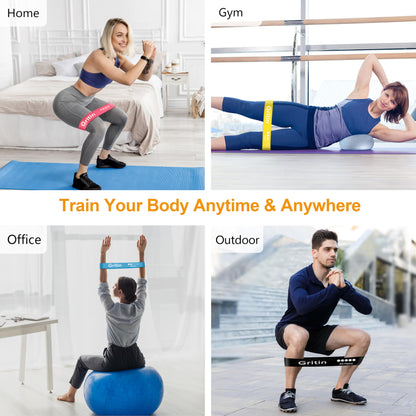 Gritin Fitness Bands [Set of 5] Resistance Bands with 5 Levels, 100% Latex Fitness Band Resistance with German Exercise Instructions and Carry Bag, Gymnastics Band for Muscle Building, Yoga