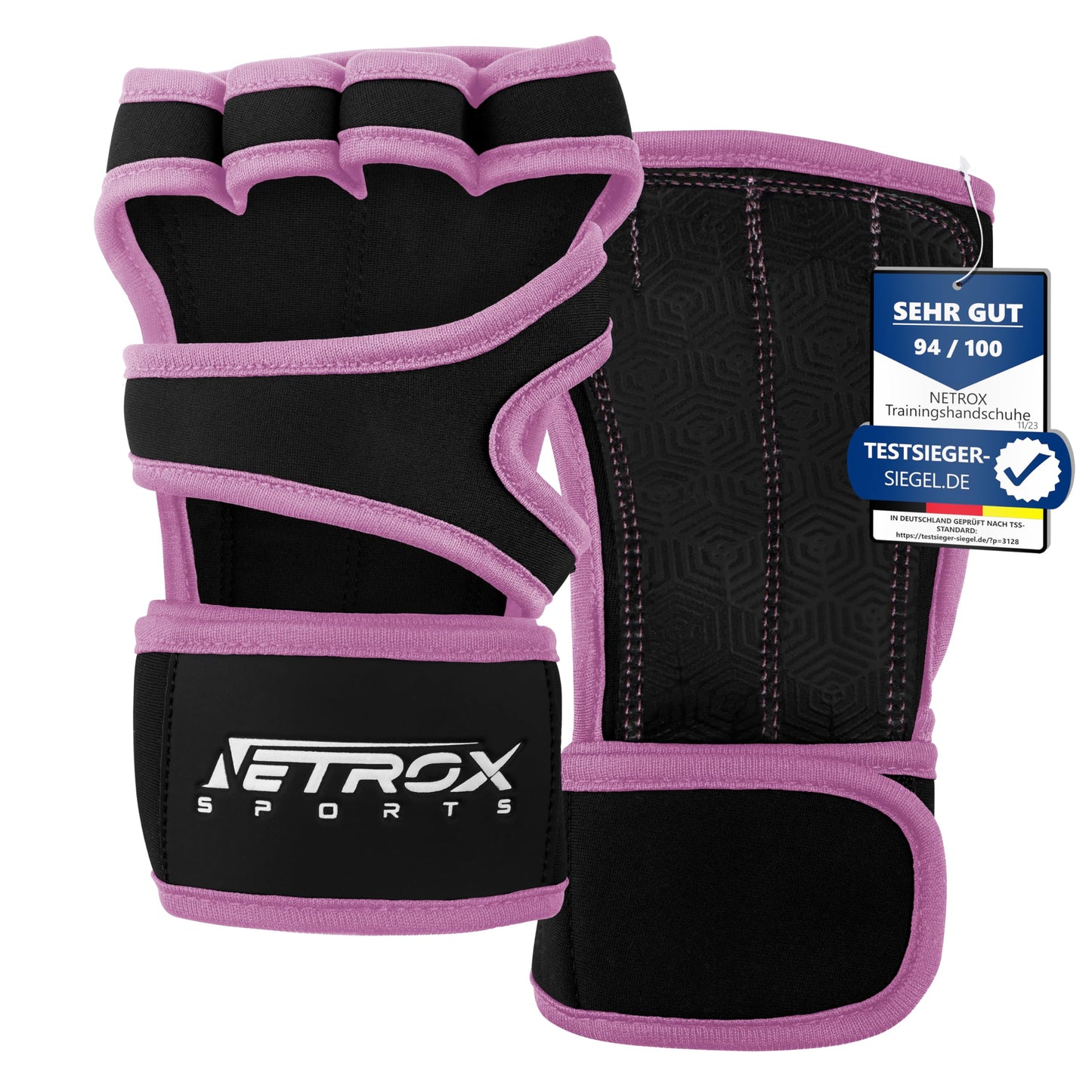 NetroxSports® Trainingshandschuhe mit Handgelenkbandage für Krafttraining, Bodybuilding & Crossfit, rutschfest für Männer und Frauen