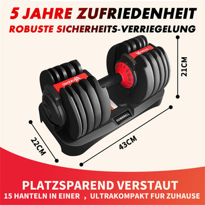 2 x 24/40 kg verstellbare Hanteln, 15-in-1 Hantelset, verstellbare platzsparende Hanteln, Kraft- und Heimtraining, variable Gewichte, platzsparend (24-40 kg)