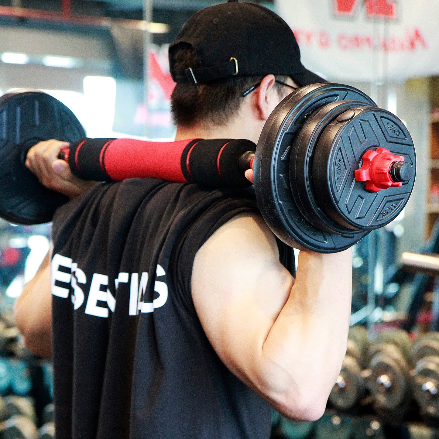 CCLIFE Hanteln Set aus 2 Hanteln Einstellbares Hantelset Professionelle Hantel mit verbindendem Stahlrohr-Gewichten