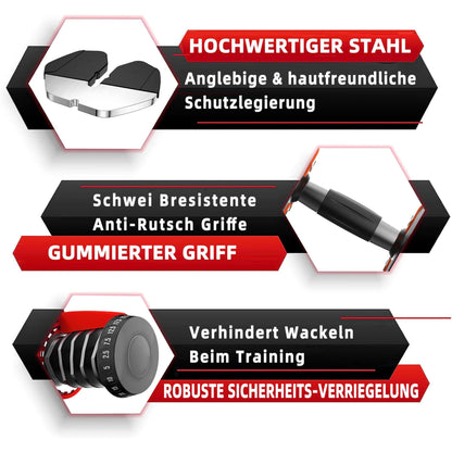 2 x 24/40 kg verstellbare Hanteln, 15-in-1 Hantelset, verstellbare platzsparende Hanteln, Kraft- und Heimtraining, variable Gewichte, platzsparend (24-40 kg)