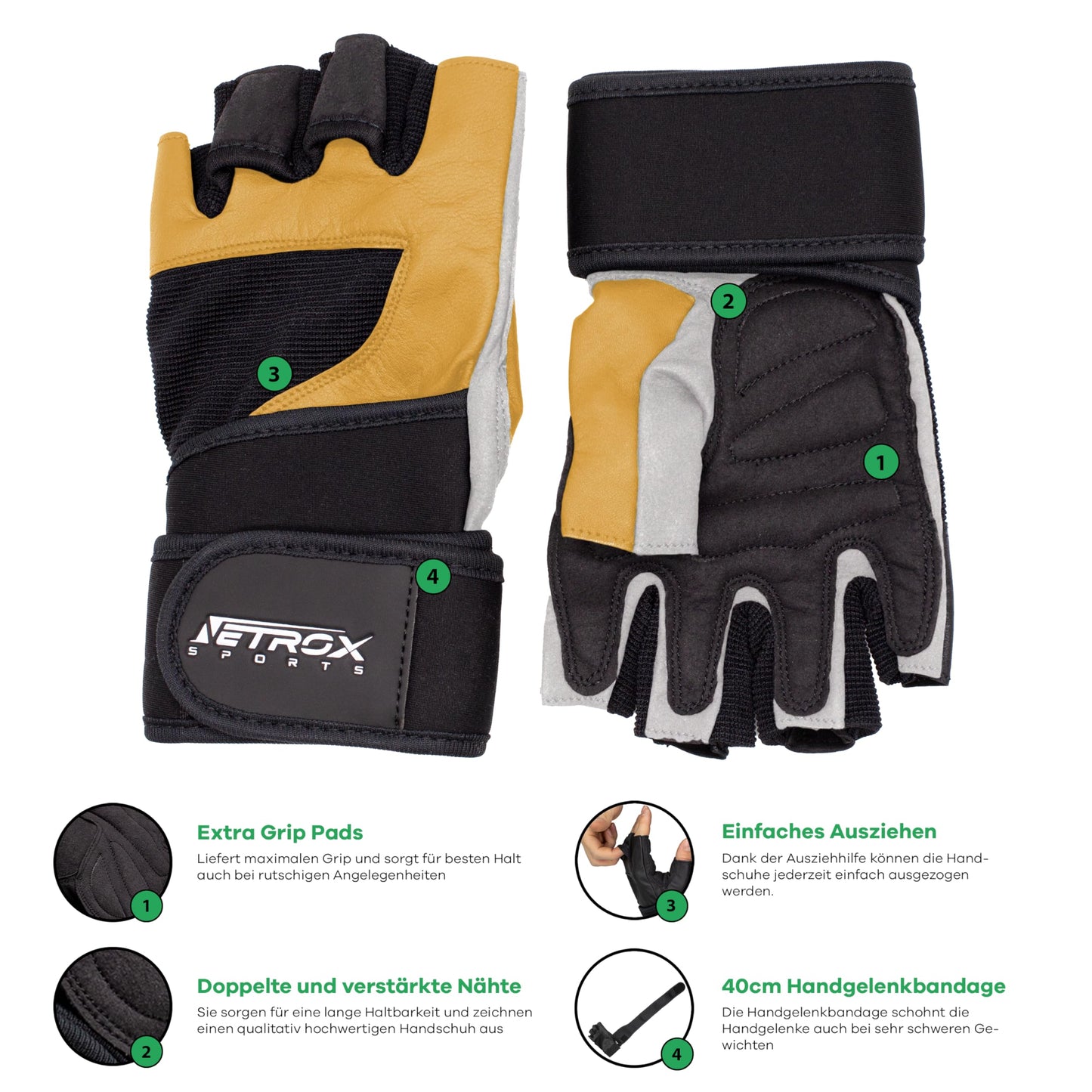 Netrox Sporttrainingshandschuhe mit Handgelenkstütze für Krafttraining, Fitnesshandschuhe für Sport, Fitnessstudio mit Handgelenkschutz, Sporthandschuhe für Männer und Frauen, Fitnesshandschuhe, Trainingshandschuhe
