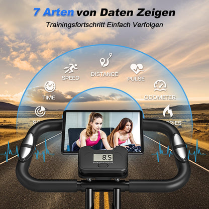 5-in-1 Heimtrainer Fahrrad, 2025 Neu Hometrainer Fahrrad mit 16 Stufen Magnetwiderstand, Klappbar Ergometer Heimtrainer mit 10dB extra Leise, Indoor Bike für Kardio-Training zu Hause, Bis 160KG