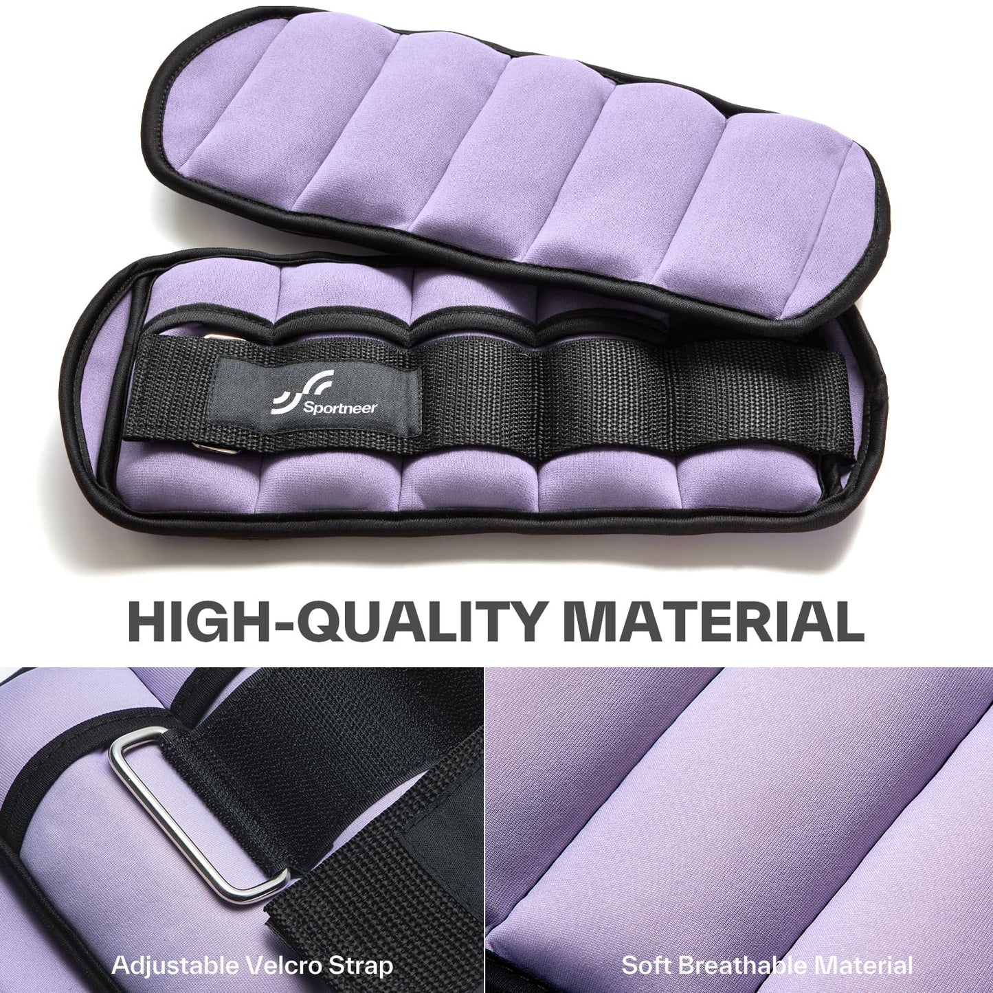 Sportneer 2er Pack Knöchelgewichte Verstellbares Knöchelgewichte-Set Handgelenkriemen 0,45 kg - 2,25 kg (pro Knöchel) / 0,9 kg - 4,5 kg (pro Paar)