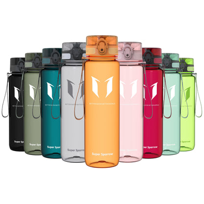 Super Sparrow Trinkflasche, Tritan Wasserflasche, 350 ml, 500 ml, 750 ml, 1000 ml, BPA-frei, Ideale Sportflasche für Sport, Radfahren, Fitness, Universität oder Outdoor, Leicht, Nachhaltig