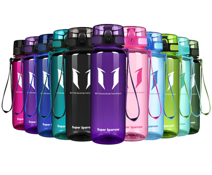 Super Sparrow Trinkflasche, Tritan Wasserflasche, 350 ml, 500 ml, 750 ml, 1000 ml, BPA-frei, Ideale Sportflasche für Sport, Radfahren, Fitness, Universität oder Outdoor, Leicht, Nachhaltig