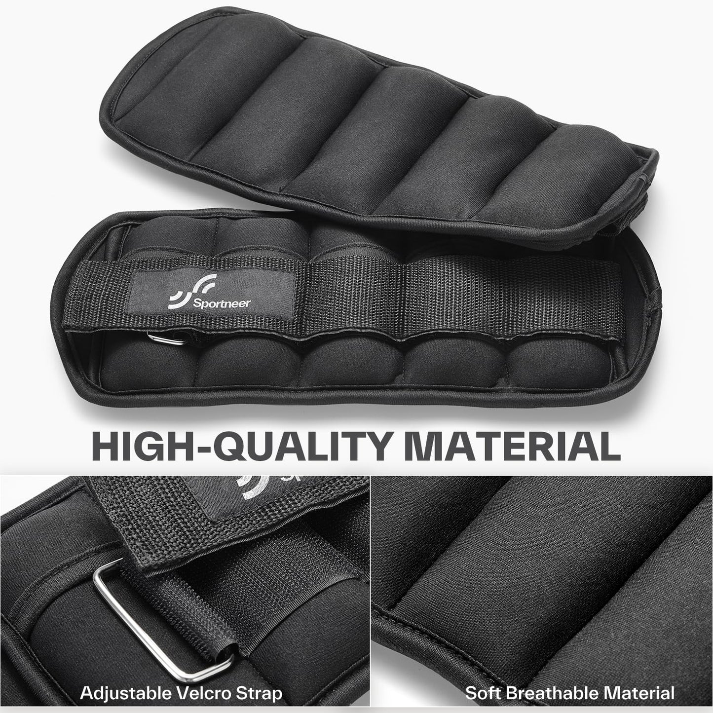 Sportneer 2er Pack Knöchelgewichte Verstellbares Knöchelgewichte-Set Handgelenkriemen 0,45 kg - 2,25 kg (pro Knöchel) / 0,9 kg - 4,5 kg (pro Paar)