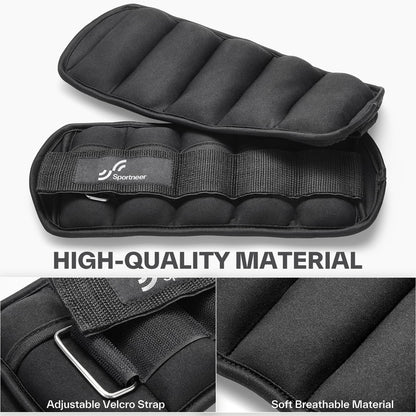 Sportneer 2er Pack Knöchelgewichte Verstellbares Knöchelgewichte-Set Handgelenkriemen 0,45 kg - 2,25 kg (pro Knöchel) / 0,9 kg - 4,5 kg (pro Paar)