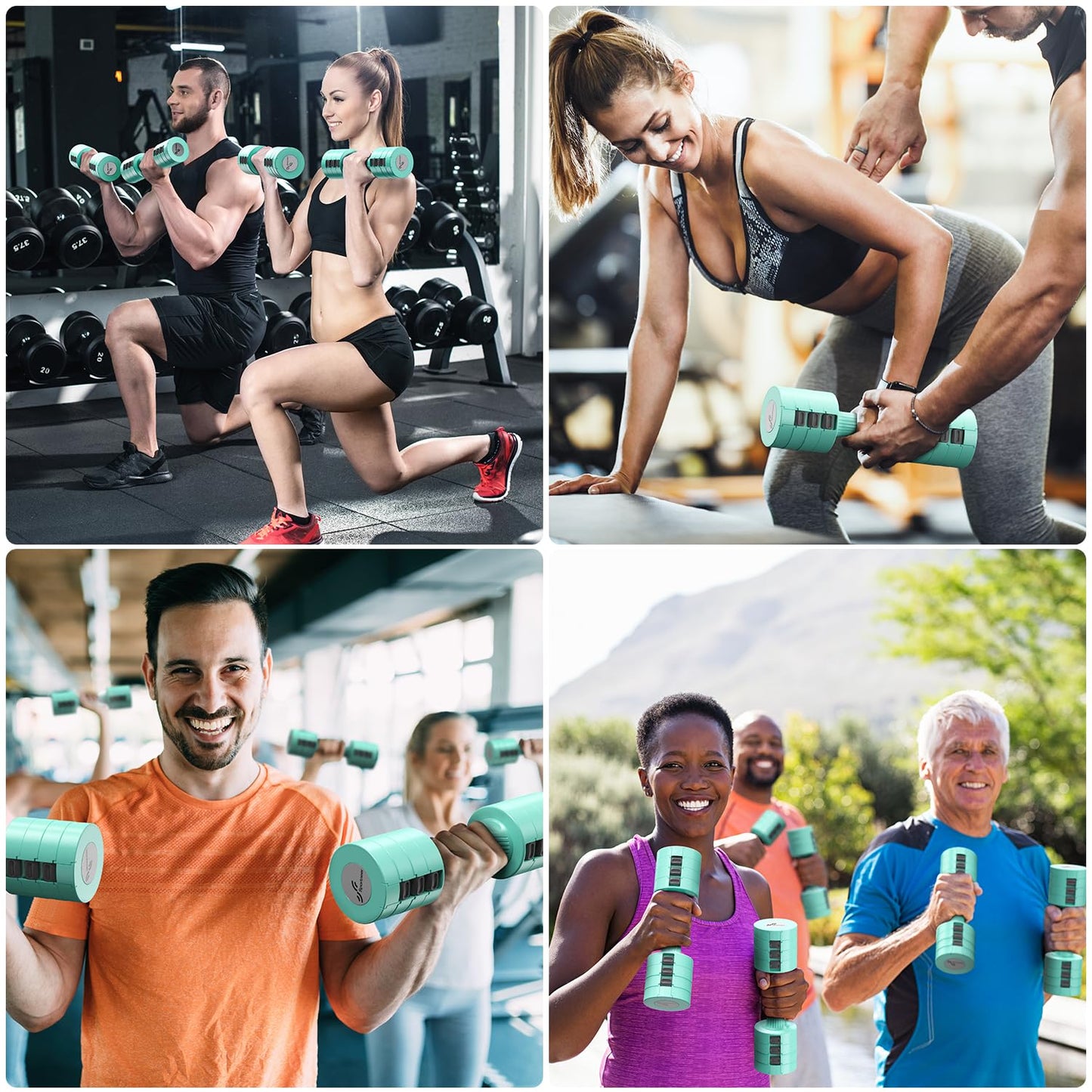 Sportneer Verstellbares Kurzhantel-Set - Kurzhanteln für Frauen, je 1-2,5 kg, 4-in-1 Kurzhantel-Set zu 2, Verstellbares Kurzhantel-Set für Heim-Fitnessstudio, Fitness, Krafttraining, Geschenk