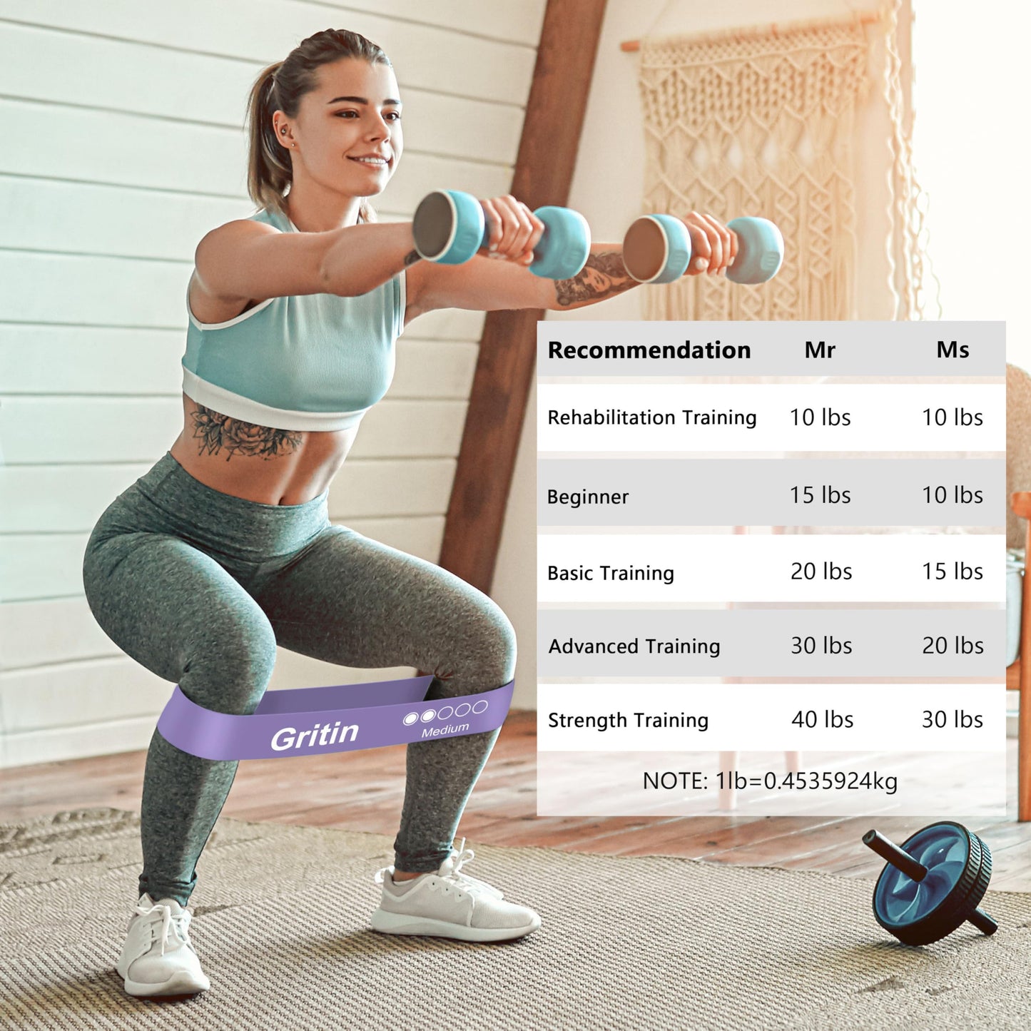 Gritin Fitness Bands [Set of 5] Resistance Bands with 5 Levels, 100% Latex Fitness Band Resistance with German Exercise Instructions and Carry Bag, Gymnastics Band for Muscle Building, Yoga